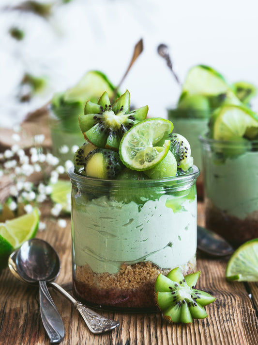Matcha Citrus Cheesecake in a jar