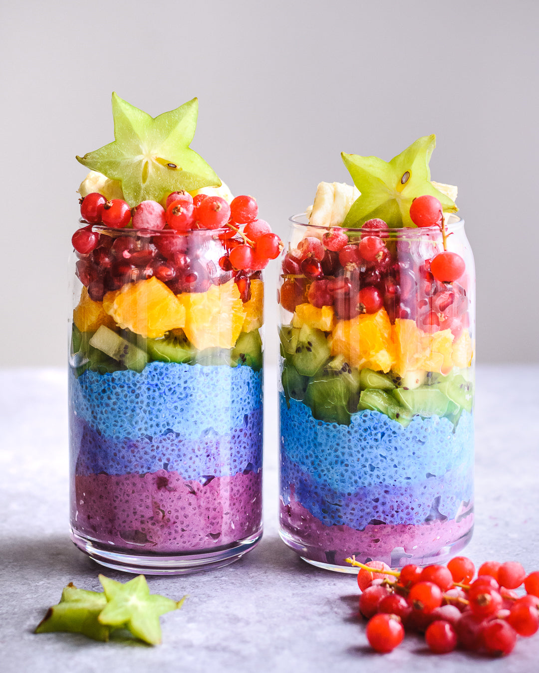 Colorful Chia & Fruits Breakfast Parfaits